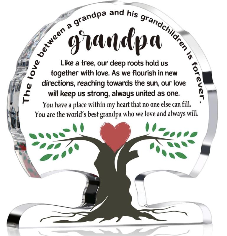 Father's Day Gifts, Dad Gifts from Daughter Son, Dad Birthday Gift, Dad Acrylic Tree for Step Dad Father in Law Him Bonus Dad Daddy, Retirement Gifts for Dad Thank You Gifts Desk Signs Home Decor Plaque