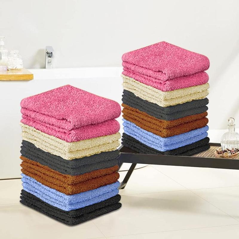 100% Cotton - Wash Cloth Set - Pack of 24, Flannel Face Cloths, Highly Absorbent and Soft Feel Fingertip Towels (Multi Color, 12x12 Pack of 24)