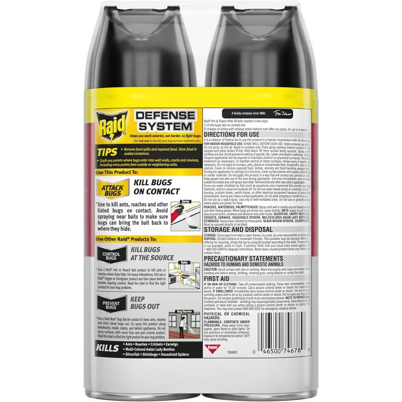 Raid® Ant & Roach Killer Spray, Fragrance-Free, 17.5 Oz, Pack Of 2