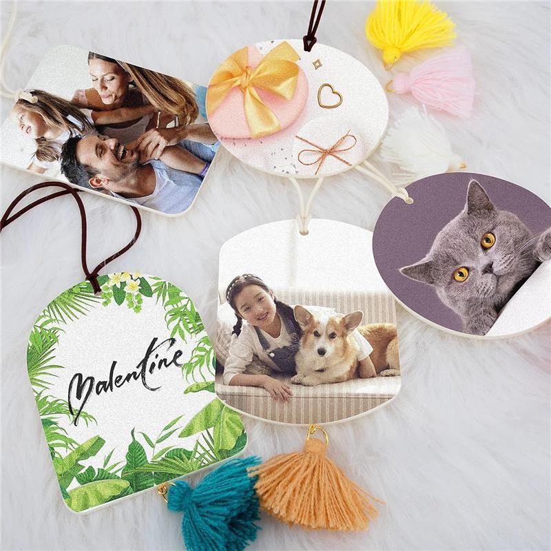 40 Pcs Sublimation Air Freshener Blanks with 40 Pcs Tassels, Elastic Rope, Clear Bag, Sublimation Blanks Products DIY Air Freshener for Car, Home Hanging Decoration Sublimation Accessories