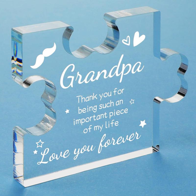 Grandpa Gifts  Puzzle Plaque - Grandpa Christmas Gifts - Gifts for Grandpa 3.35 x 2.76 Inch Desk Decorations - Fathers Day Birthday Card Gifts for Grandpa