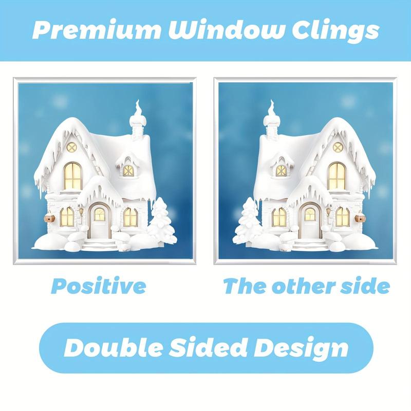 Cartoon Christmas  Pattern Double Sided Window Sticker, 1 Set Reusable Window Decal, Decorative Sticker for Home, Shop, Office