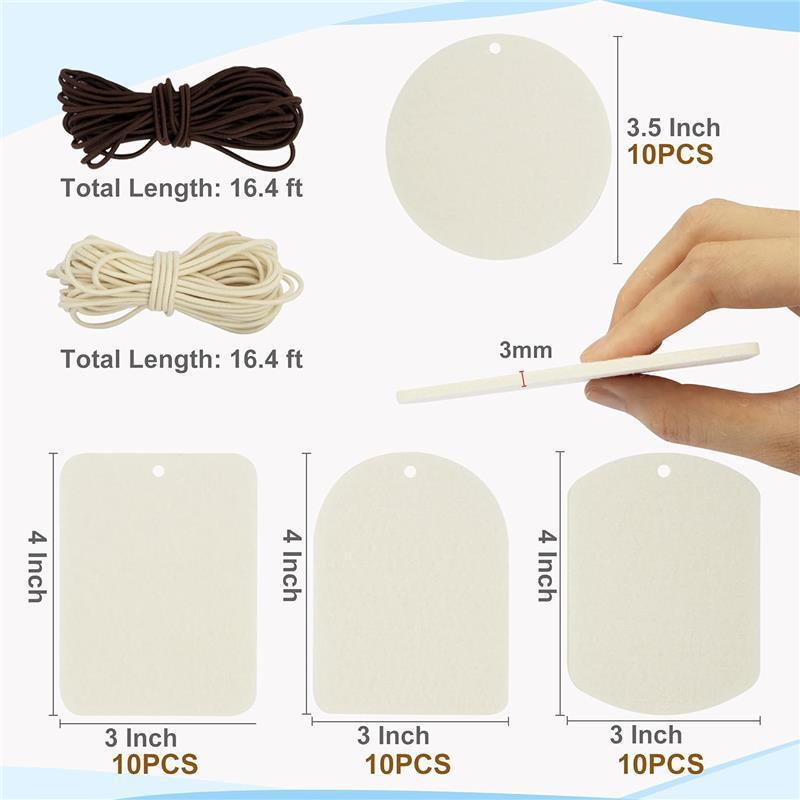 40 Pcs Sublimation Air Freshener Blanks with 40 Pcs Tassels, Elastic Rope, Clear Bag, Sublimation Blanks Products DIY Air Freshener for Car, Home Hanging Decoration Sublimation Accessories