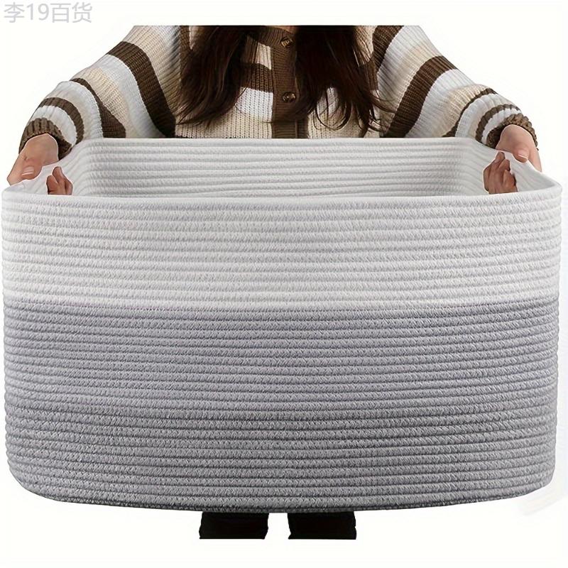 1pc Large Rectangular Woven Storage Basket - Stylish Living Room Organizer with Handles, Blanket and Gift Storage Solution, Durable and Versatile, Measures 21.6