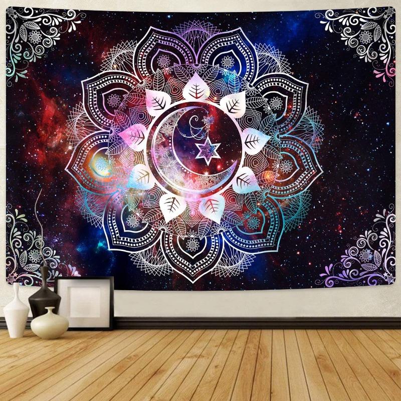 Likiyol Moon Star Tapestries Celestial Galaxy Starry Tapestry Mandala Tapestry Hippie Boho Tapestry for Room Decor