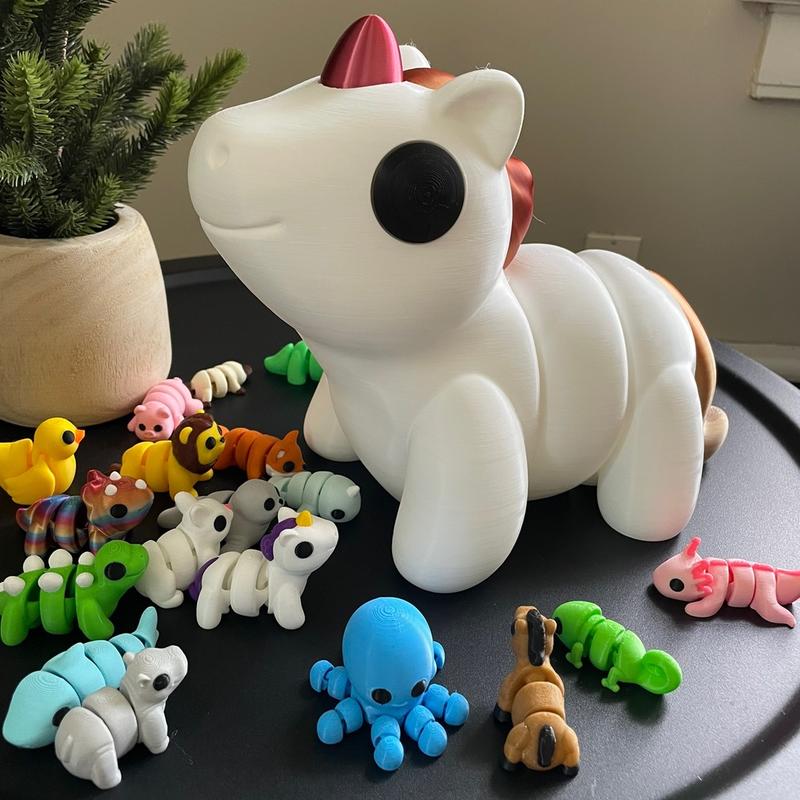 Giant cute animals - articulated, multicolor, 3d printed