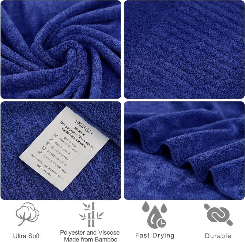 Bath Towels Super Soft Towels for Bathroom, Highly Absorbent Large Towels 35 x 63 Inches, Quick Dry Navy Blue SEISSO Towel Sets