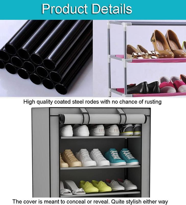 Shoe Rack 10 Layers 9 Shelf Shoes Standing Cabinet Storage Organizer Dustproof