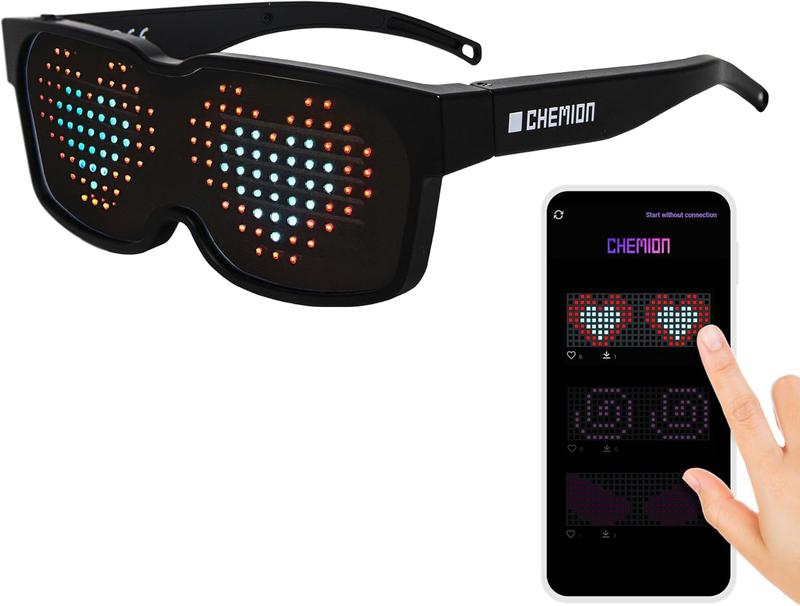 LED Glasses for adults, Customizable Bluetooth LED Glasses, Perfect for Christmas, Halloween, and Birthday Parties (Color)