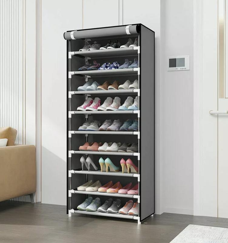 Shoe Rack 10 Layers 9 Shelf Shoes Standing Cabinet Storage Organizer Dustproof