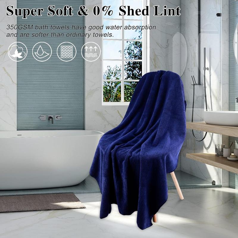 Bath Towels Super Soft Towels for Bathroom, Highly Absorbent Large Towels 35 x 63 Inches, Quick Dry Navy Blue SEISSO Towel Sets