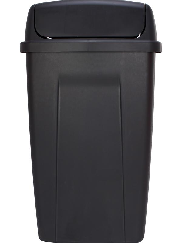 Mainstays 13 Gallon Trash Can, Plastic Swing Top Kitchen Garbage Trash Can, Black, 12.5