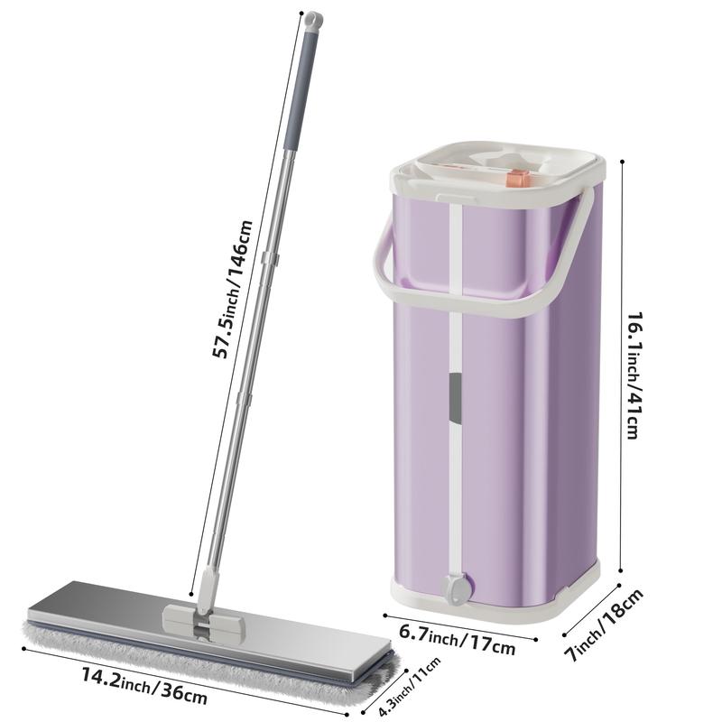 BASS QUEEN Separates Dirty Water Mop with Bucket Flat Mop for Cleaning Home with Extra Free Refills Stainless Steel Bucket Wringer Floor mop