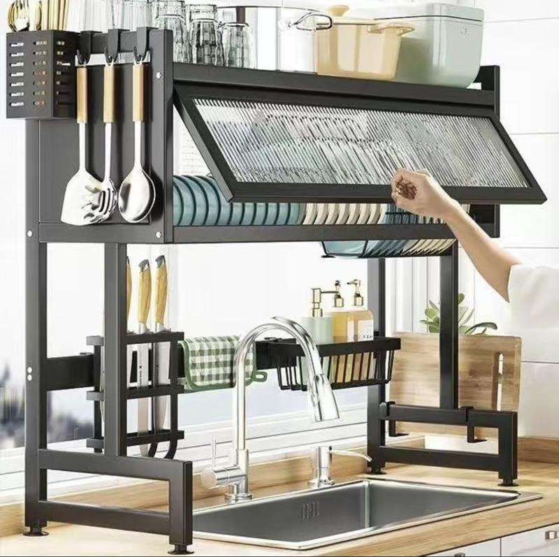 Home with cabinet door kitchen storage rack sink dish tray storage rack sink dish tray storage rack Multi-function counter top drain rack Organiser