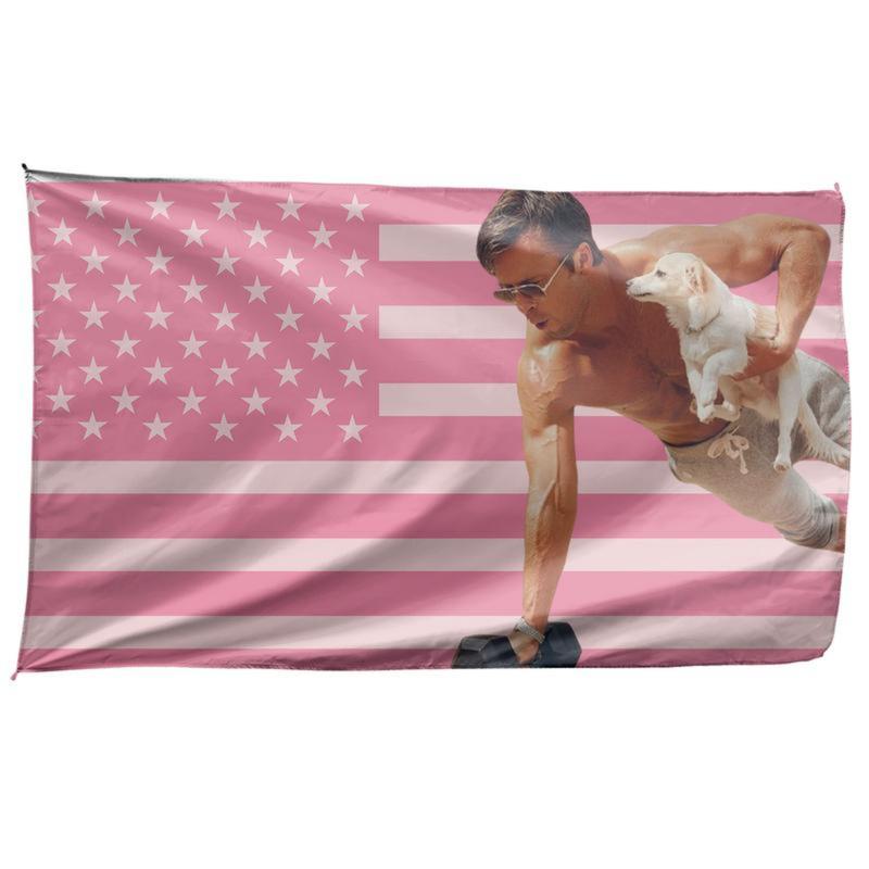 Glen Powell Pink Wall Tapestry American Flag - 3x5ft USA Flag, Glen Powell Cowboy Twisters Movie US Flag, I Love Glen Powell and His Cute Dog Fan Gift Tapestries, Not My First Tornado 3x5ft USA Flag