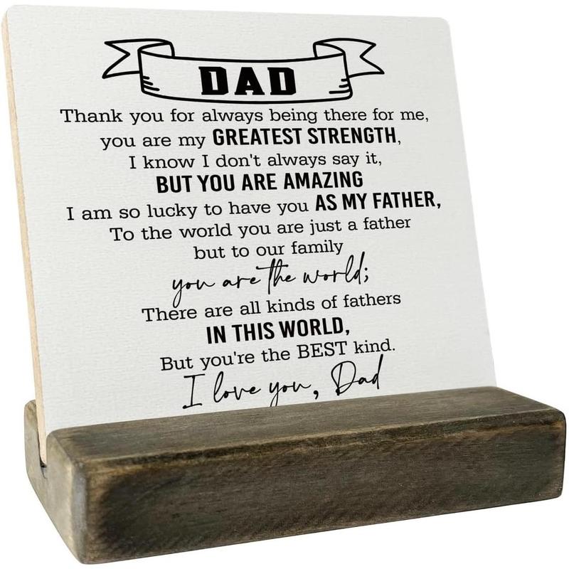 Gifts for Dad from Daughter  Plaque Gift, Dear Dad I Love You,Plaque with Wooden Stand, Meaningful  Sign Plaque Gift for Dad (Dad one)