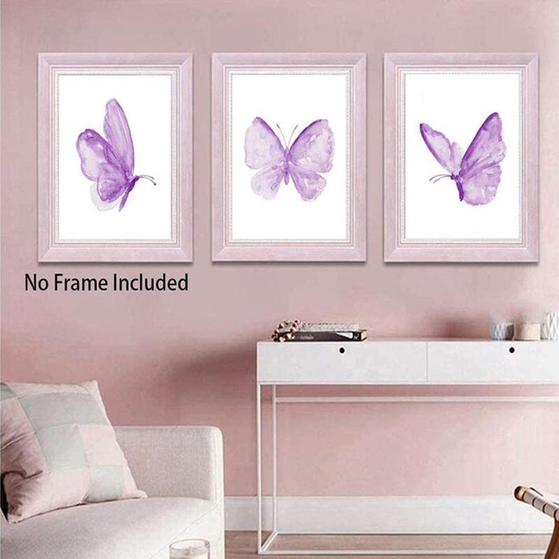 Butterfly Pattern Canvas Painting without Frame (3 Counts set), Wall Art Poster, Wall Art Decor for Home Living Room & Bedroom