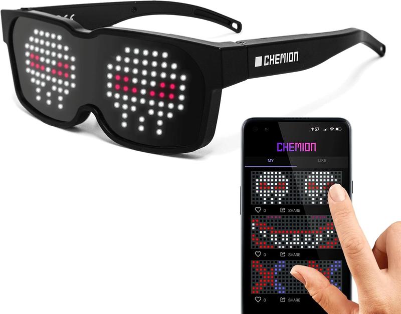 LED Glasses for adults, Customizable Bluetooth LED Glasses, Perfect for Christmas, Halloween, and Birthday Parties (Color)