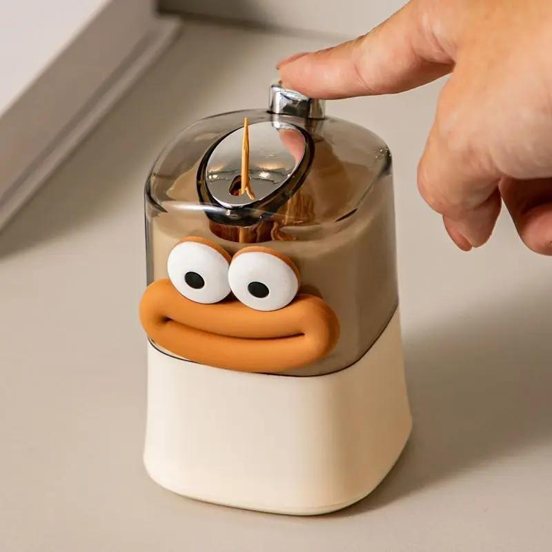 Cute Cartoon Design Automatic Toothpick Dispenser, 1 Count Creative Toothpick Holder, Toothpick Storage Box for Home & Restaurant