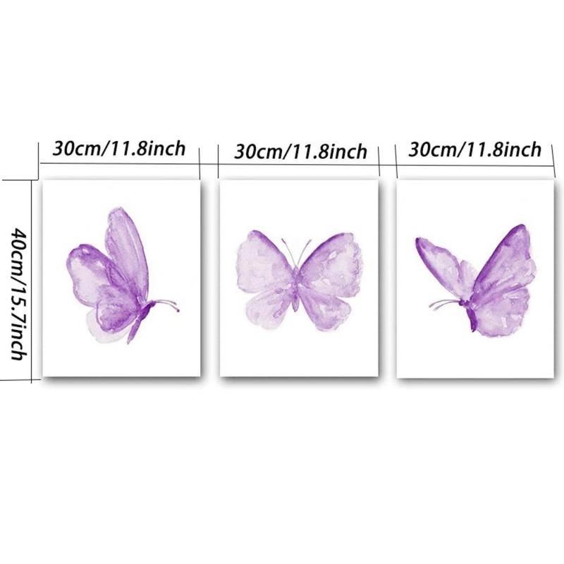 Butterfly Pattern Canvas Painting without Frame (3 Counts set), Wall Art Poster, Wall Art Decor for Home Living Room & Bedroom