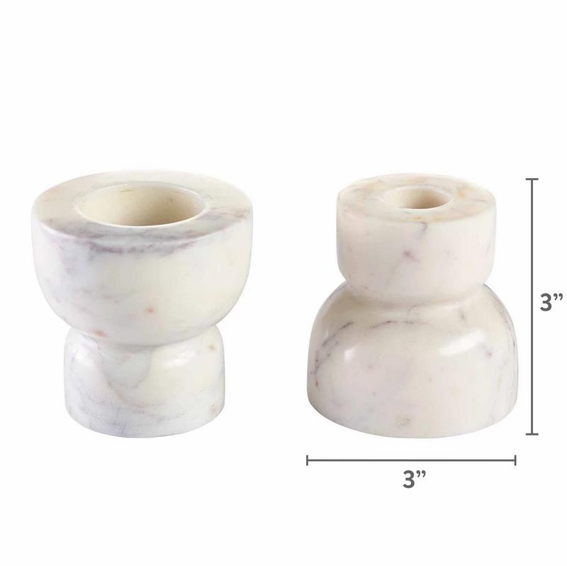 Set of 2 Marble Candle Holders for Home Decor - Indoor Use Only - Household, Gift