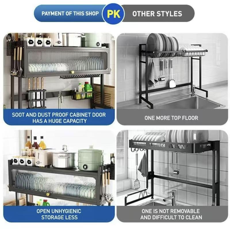 Home with cabinet door kitchen storage rack sink dish tray storage rack sink dish tray storage rack Multi-function counter top drain rack Organiser