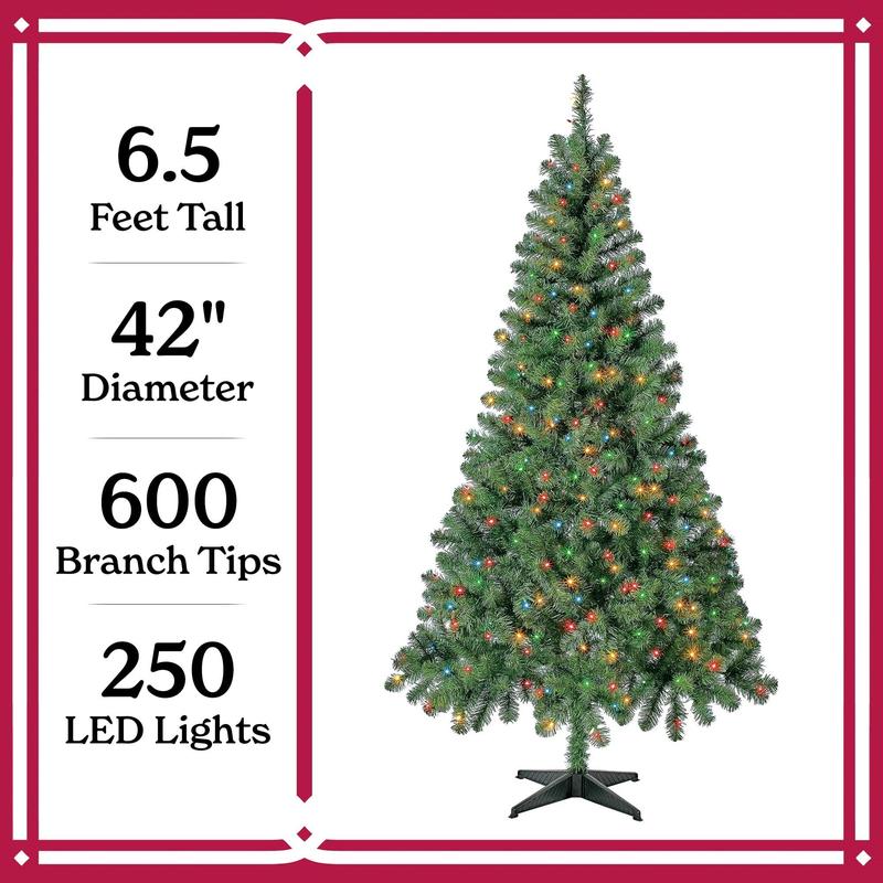 6.5 ft Pre-Lit Madison Pine Artificial Christmas Tree with 250 Color-Changing LED Lights and Stand