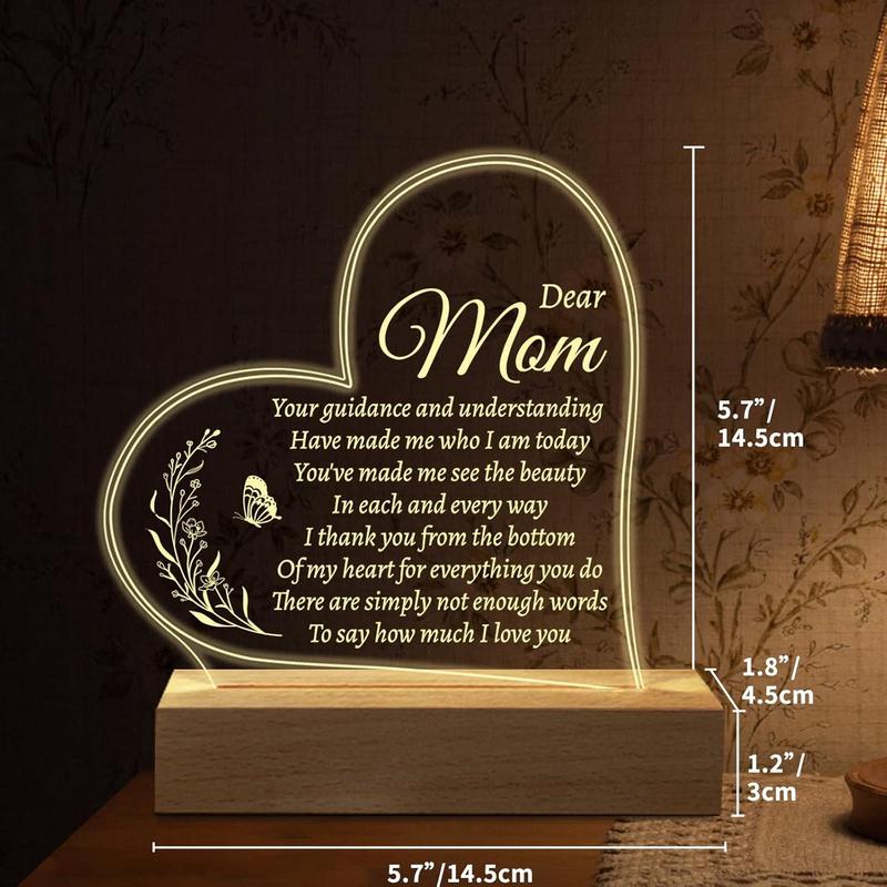 Mom Birthday Gifts, Acrylic Engraved 15 * 19CM Presents, Valentines Day Mothers Day Christmas Gifts for Mom from Daughter Son