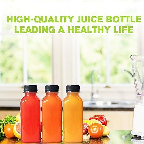 Plastic Juice Bottles with Caps 12 count, 12oz Reusable Juice Containers with Tamper Proof Lids Black, Clear Juice Bottles for Juicing, Milk, Smoothie, Drinking, and Other Beverages Christmas Gifts