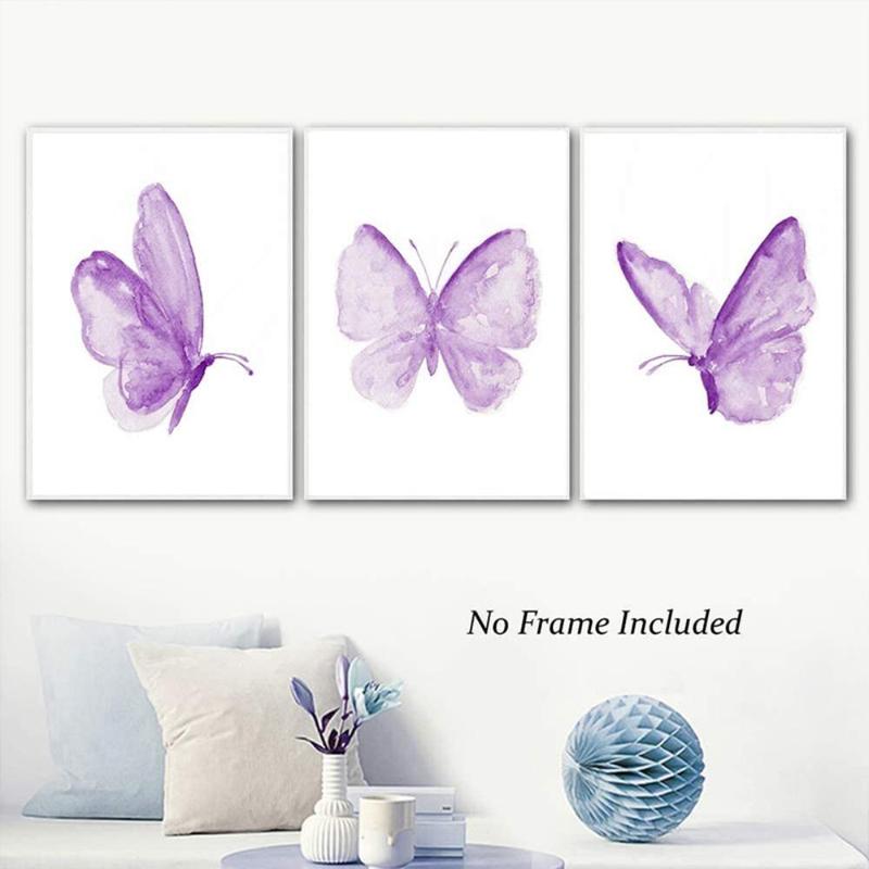 Butterfly Pattern Canvas Painting without Frame (3 Counts set), Wall Art Poster, Wall Art Decor for Home Living Room & Bedroom