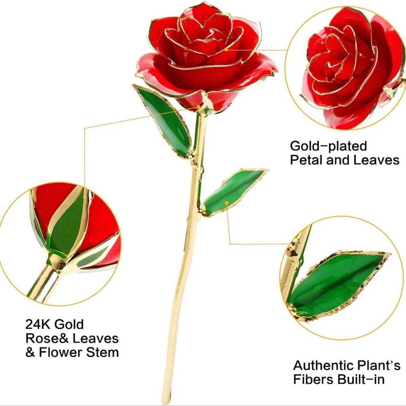 Rose with Gift Box, 1 Box Long Stem Artificial Rose with Holder & Box, Romantic Gift for Anniversary & Birthday & Mother's Day