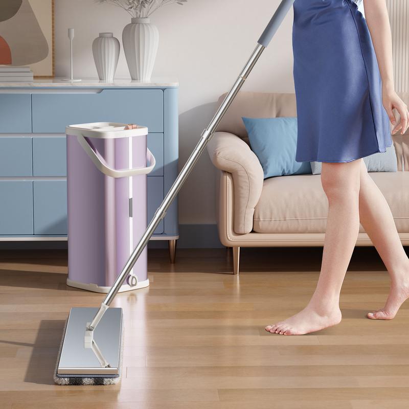 BASS QUEEN Separates Dirty Water Mop with Bucket Flat Mop for Cleaning Home with Extra Free Refills Stainless Steel Bucket Wringer Floor mop