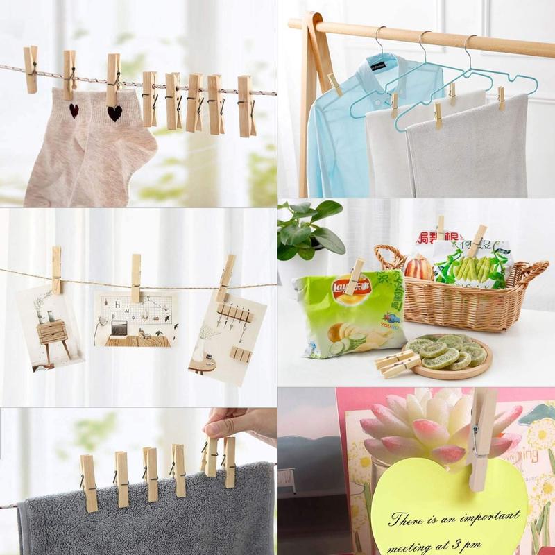 100 Pack Clothes Pins Wooden Clothespins 3inch Heavy Duty Wood Clips for Hanging Clothes Pictures Outdoor