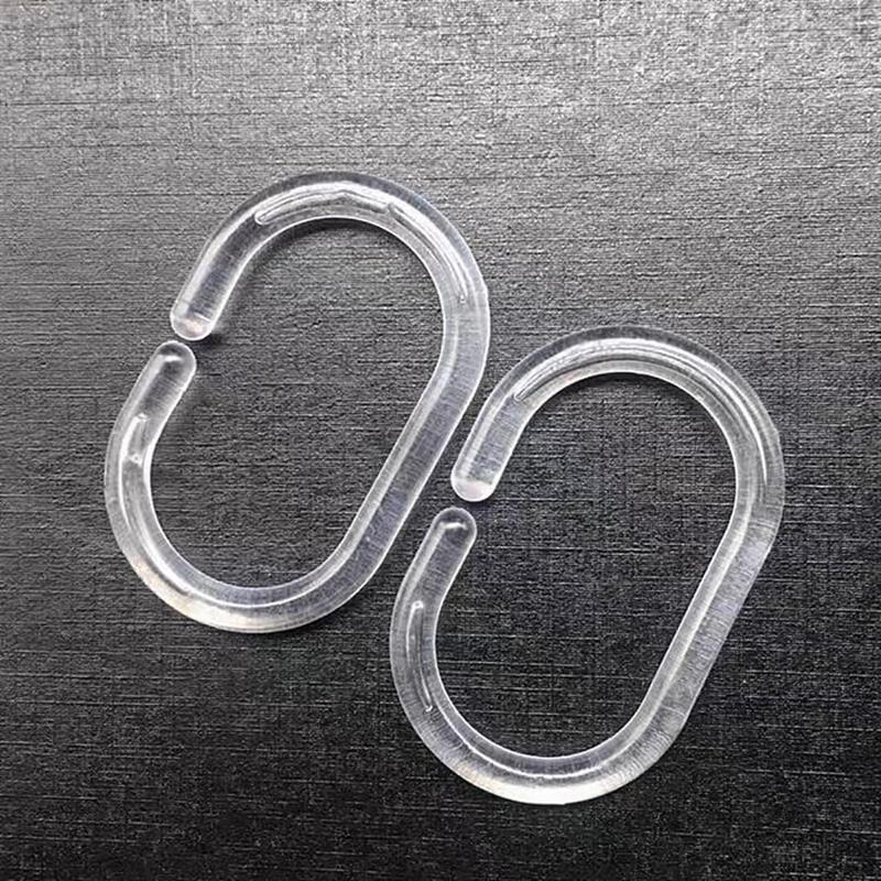 24 Count Shower Curtain Rings,Plastic Clear Shower Curtain Hooks,C-Shaped Rings Hook Hanger Bathroom Shower Window Rod