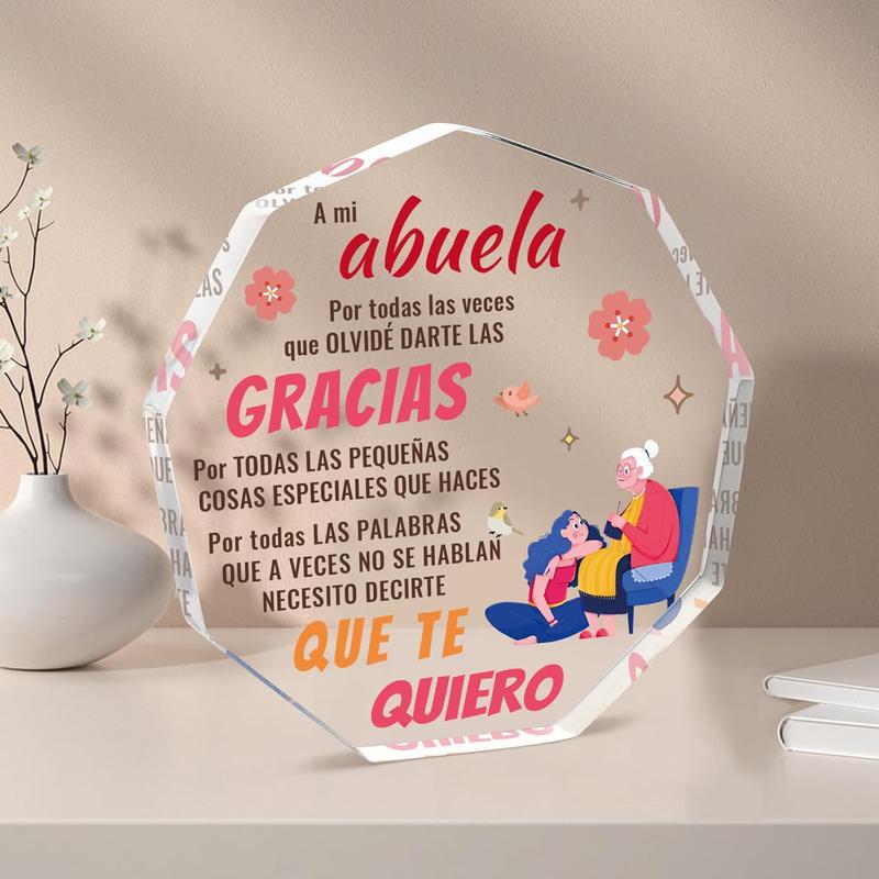 Grandma Gifts from Grandchildren in Spanish, regalo abuela, regalo para abuela, Spanish Grandma Birthday Gifts regalos abuela  Decorative Signs Plaques, clear