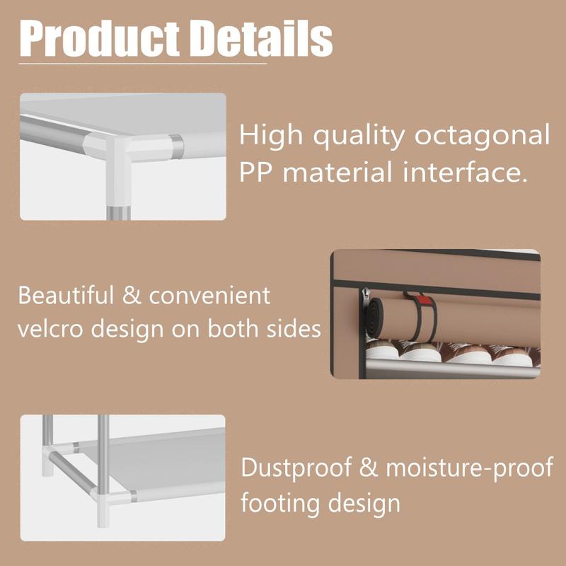 Shoe Rack 10 Layers 9 Shelf Shoes Standing Cabinet Storage Organizer Dustproof