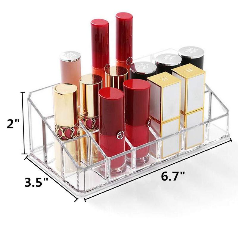 Lipstick Holder 18 Spaces Lipgloss Organizer, 3 Rows - Multi Level, Makeup Holder & Cosmetics Storage Display