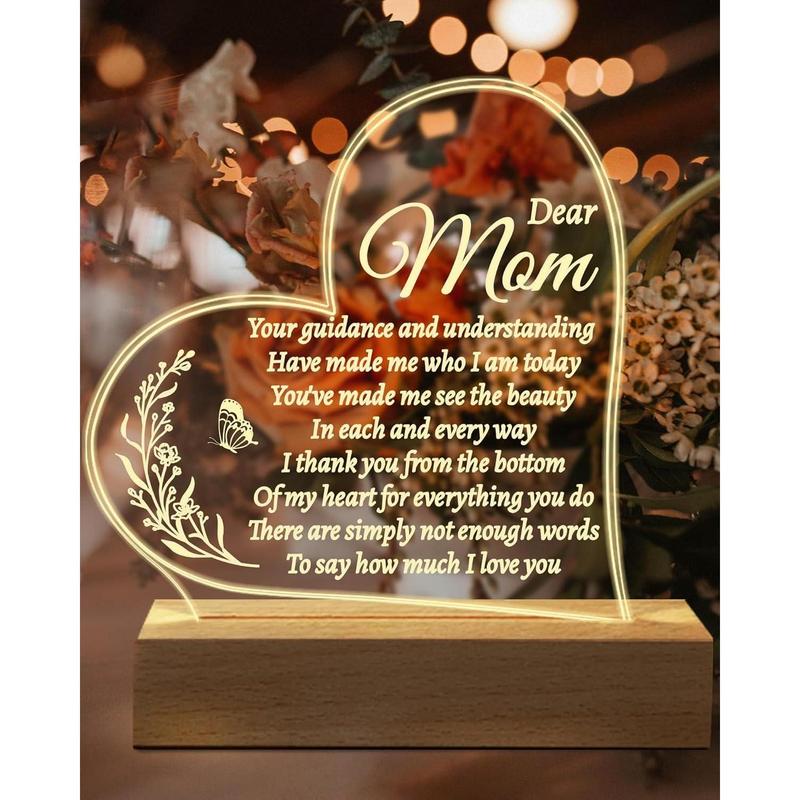 Mom Birthday Gifts, Acrylic Engraved 15 * 19CM Presents, Valentines Day Mothers Day Christmas Gifts for Mom from Daughter Son