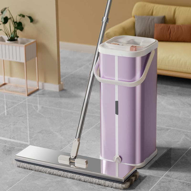 BASS QUEEN Separates Dirty Water Mop with Bucket Flat Mop for Cleaning Home with Extra Free Refills Stainless Steel Bucket Wringer Floor mop