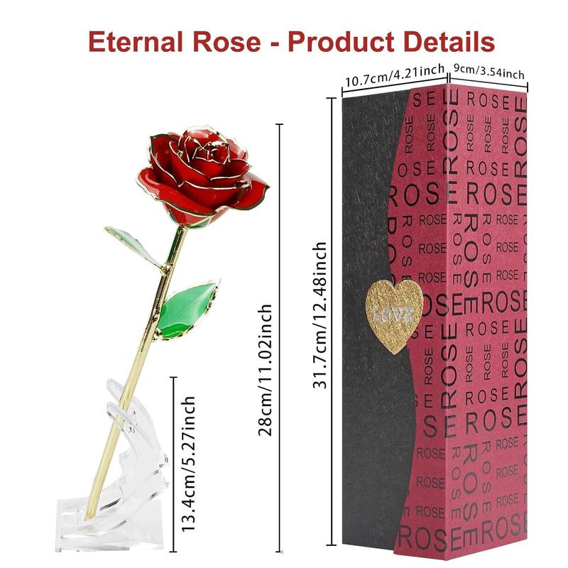 Rose with Gift Box, 1 Box Long Stem Artificial Rose with Holder & Box, Romantic Gift for Anniversary & Birthday & Mother's Day