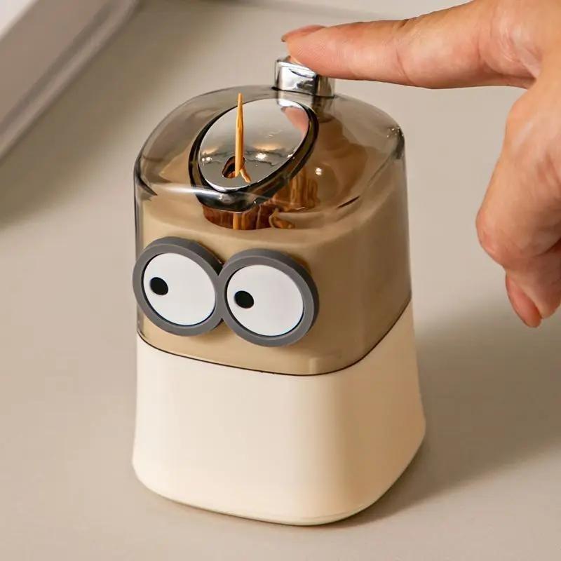 Cute Cartoon Design Automatic Toothpick Dispenser, 1 Count Creative Toothpick Holder, Toothpick Storage Box for Home & Restaurant