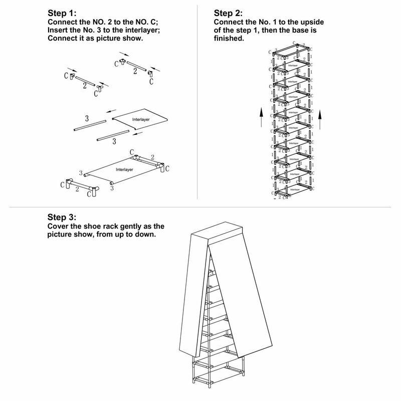 Shoe Rack 10 Layers 9 Shelf Shoes Standing Cabinet Storage Organizer Dustproof