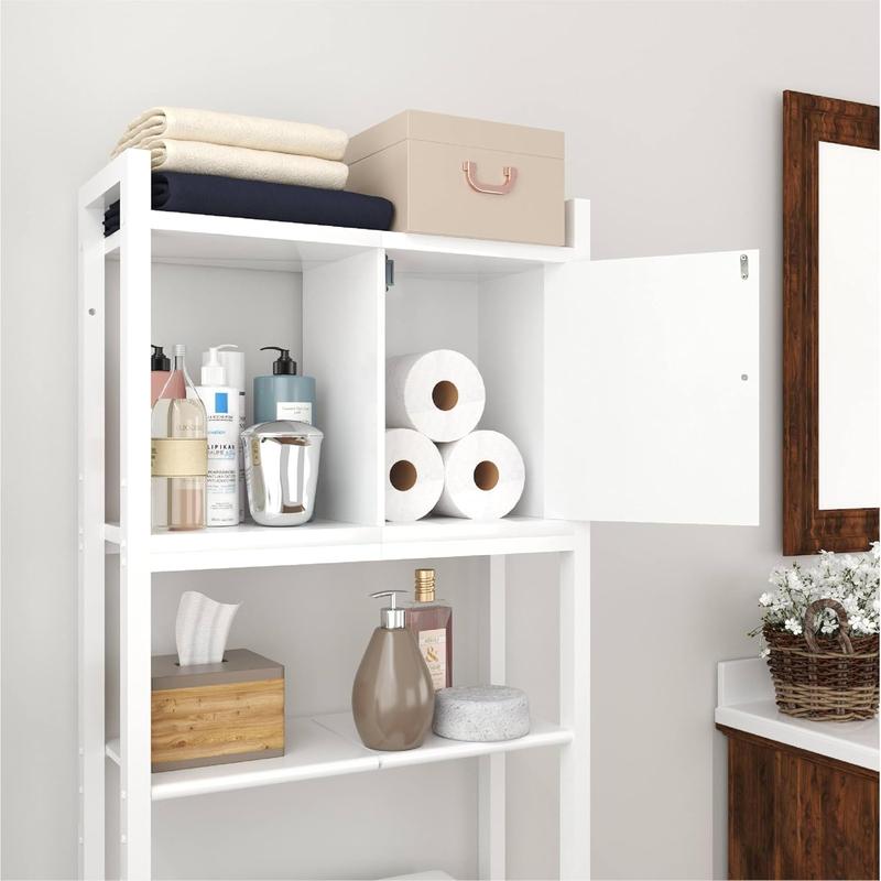 The Toilet Storage, 3 Tier Bathroom Organizer, Storage for Free Standing Wood Cabinet, Multifunctional Above Toilet Storage，White