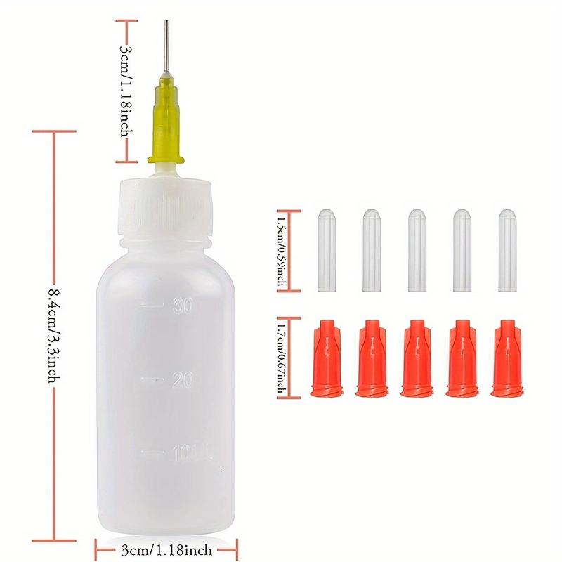 30cc Needle Tip Glue Bottle (5 Counts), Precision Tip Applicator Bottle, DIY Art Bottle, Liquid Flux Dispenser Fineline Applicators