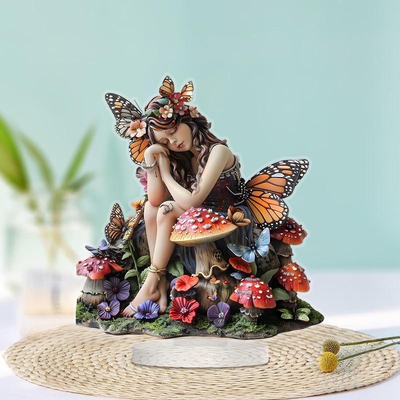 Butterfly Fairy Pattern Acrylic Plaque, Decorative Plaque, Desktop Decoration Sign for Home and Office, Home Decor, Holiday Gift