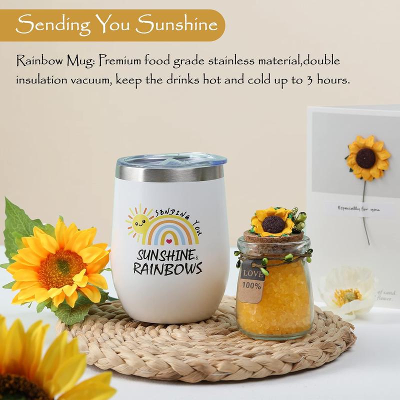 Sunflower Gifts for Women Sending Sunshine Gift-Get Well Soon Gift Basket, Care Package for Women Birthday Gifts for Women, Inspirational Blanket Thinking of You Gifts for Women Mom Wife Friends