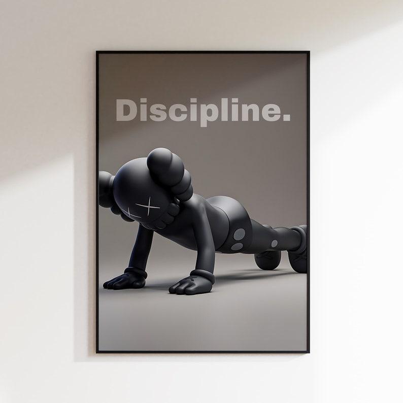 Black Kaws in Gym, Set of 3 Kaws Poster, Motivational Wall Art, Kaws Print, Motivation Print Set 3, Kaws Wall Art