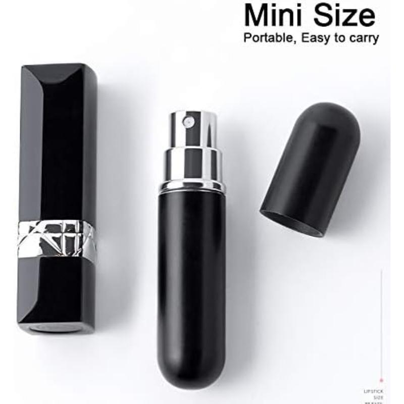 Mini Refillable Perfume Atomizer Bottle - 6 Pack, Empty Spray Bottle, 5 ml Capacity, with 2 Dispenser Pumps and 2 Funnels Tin Organiser