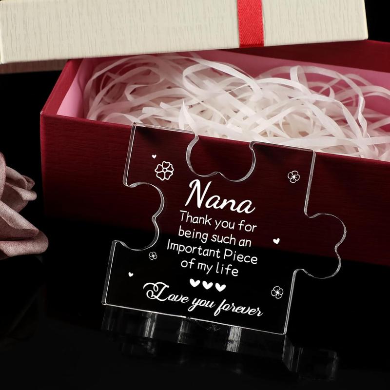 Nana Gifts Acrylic Puzzle Plaque - Christmas Birthday Gifts for Nana 3.35 x 2.76 Inch Desk Decorations - Mothers Day Anniversary Card Gifts for Nana Grandma Grammy Grandmother