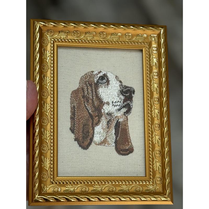 Basset Hound Machine Embroidered and Framed! Other Breeds Available!